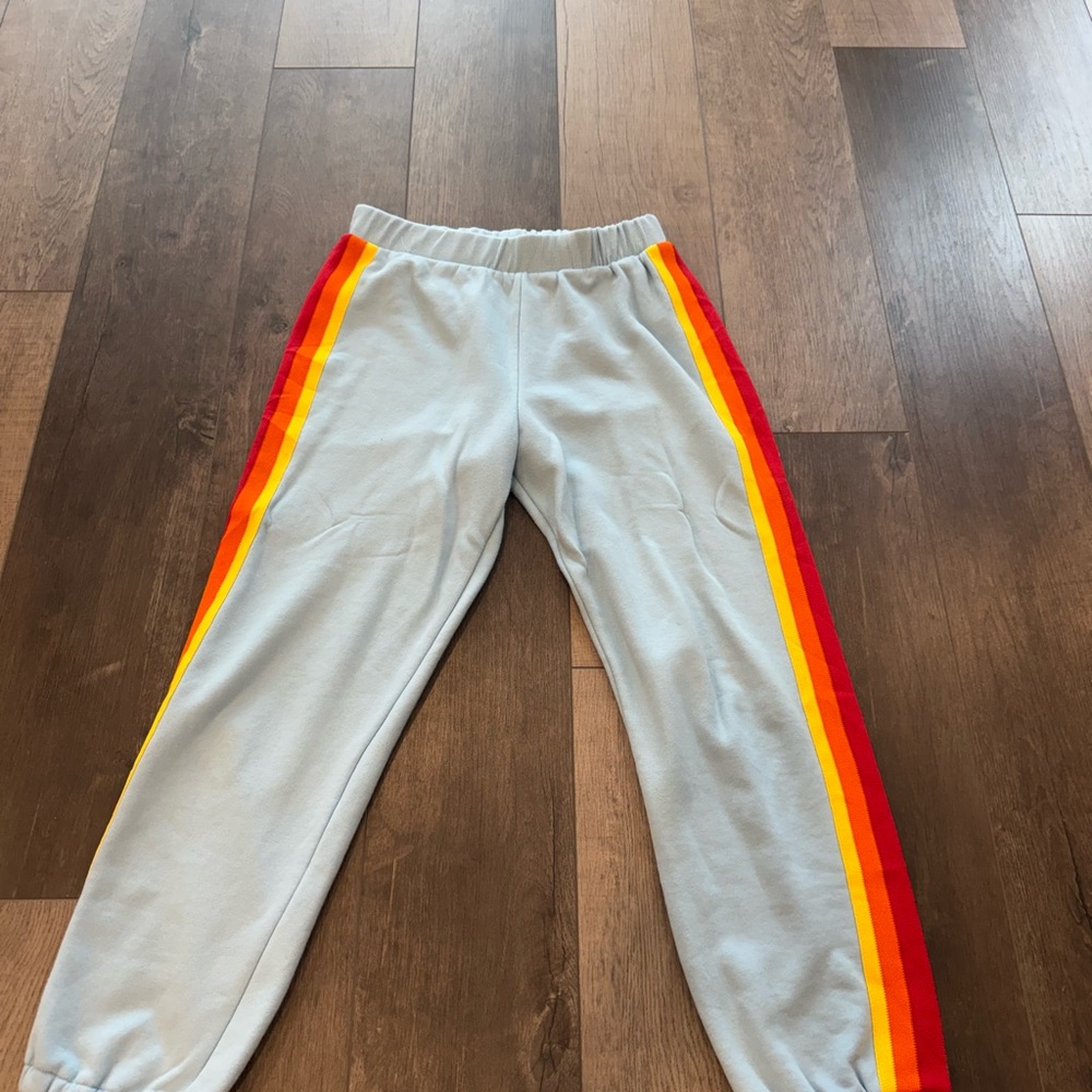 WESLEY Light Blue Joggers with Red and Yellow Stripes